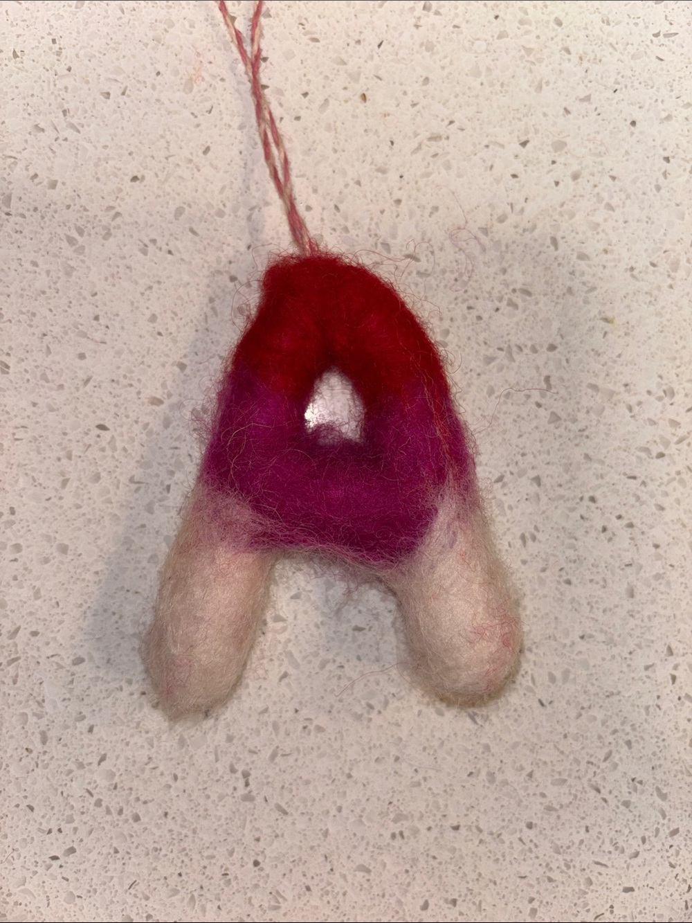 West Elm Felt Letter A Ornament - Red, Pink & Cream